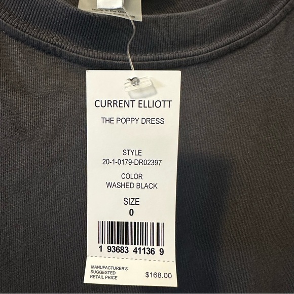 NWT Current/Elliott The Poppy Jersey Knit Washed Black Dress Size 0 reg $168 - Picture 6 of 8